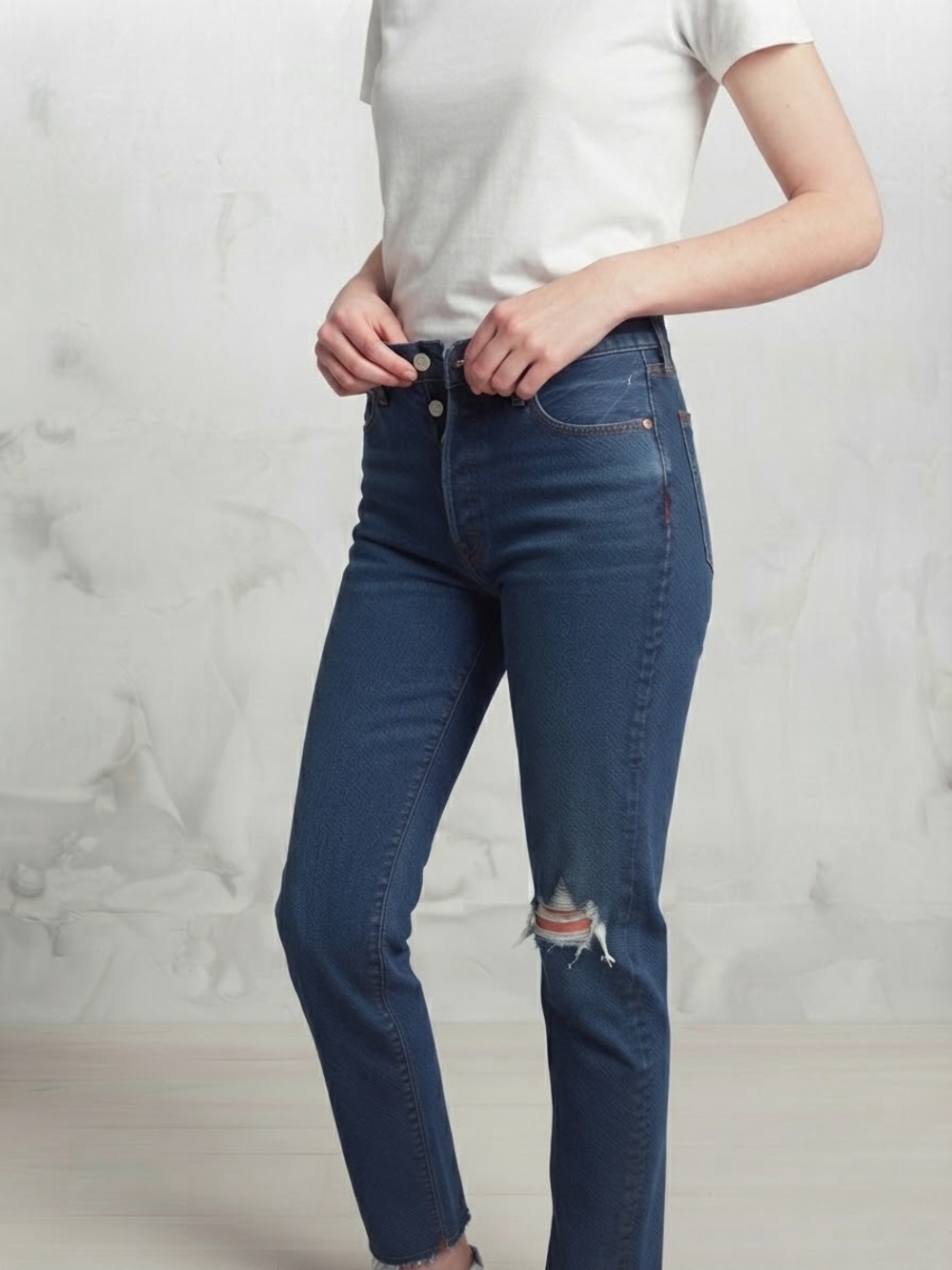 Levi Strauss & Co. Wedgie Straight Womens Jeans 31 Blue High Rise Button Fly